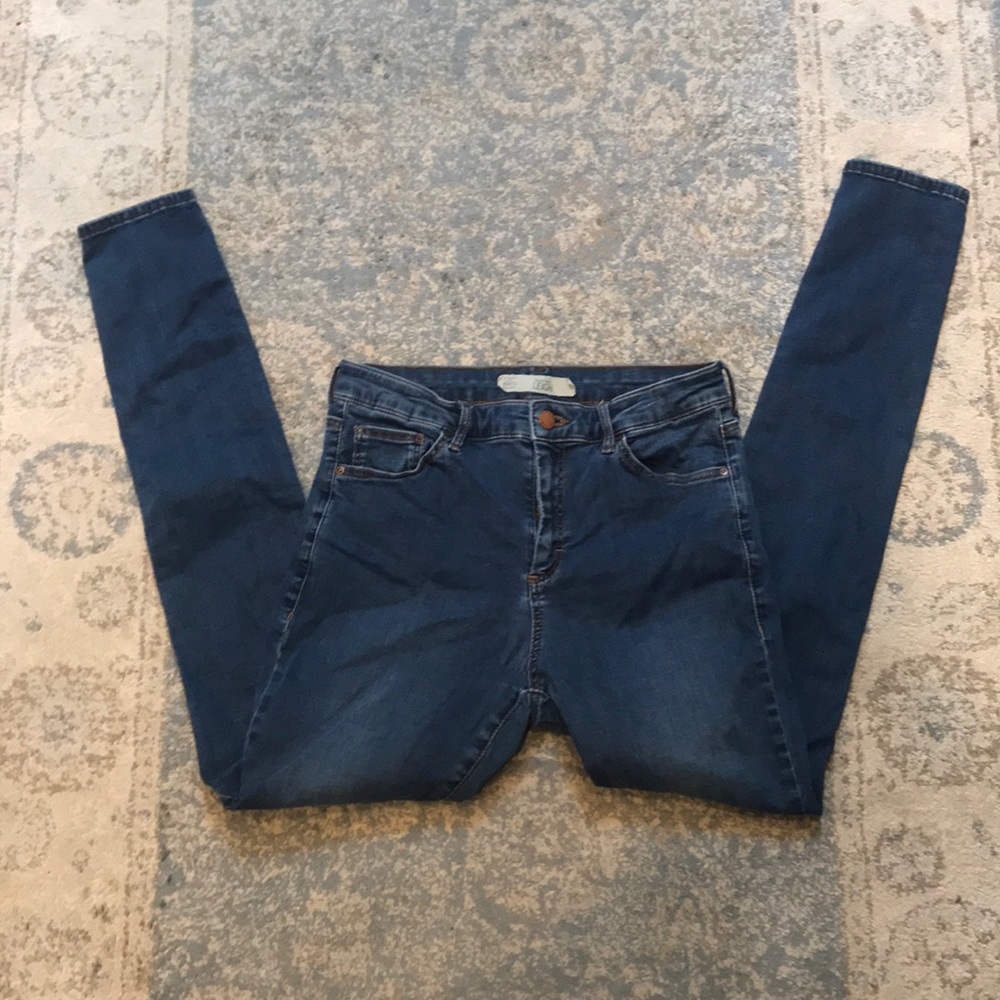 Topshop moto Leigh skinny blue jeans